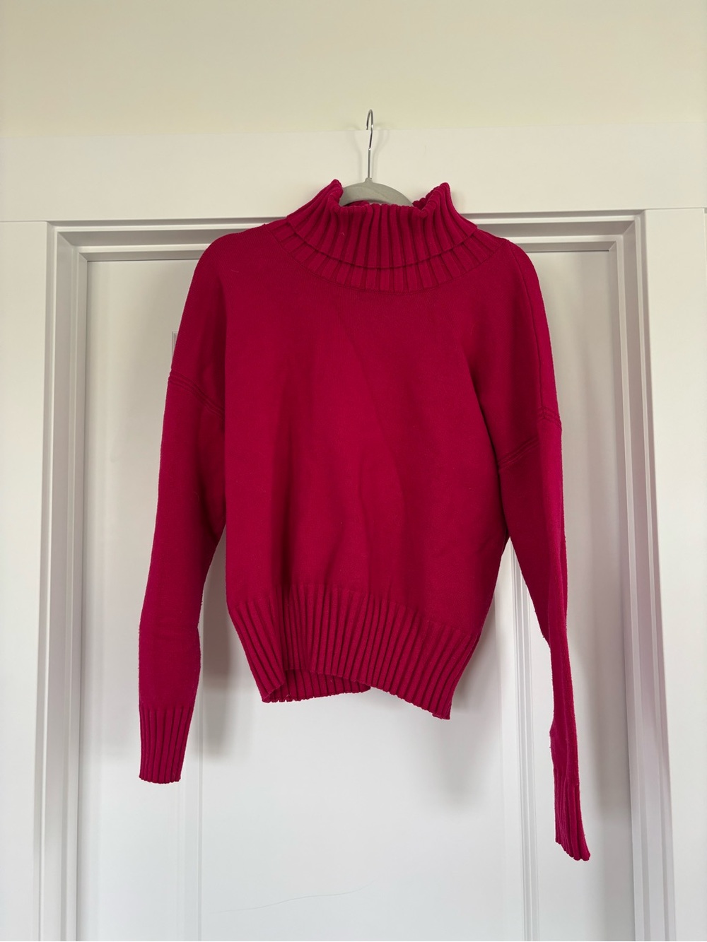 Banana Republic Bright Fuchsia Ribbed Turtleneck Sweater